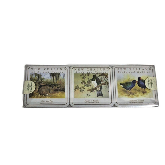 New Zealand Coasters Set NEW 6 Birds and Habitat Coasters Kiwi World - Picture 4 of 12